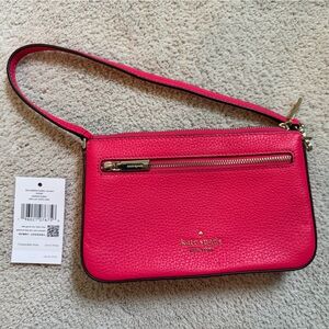 kate spade leila pebbled leather convertible bikini pink small handbag wristlet